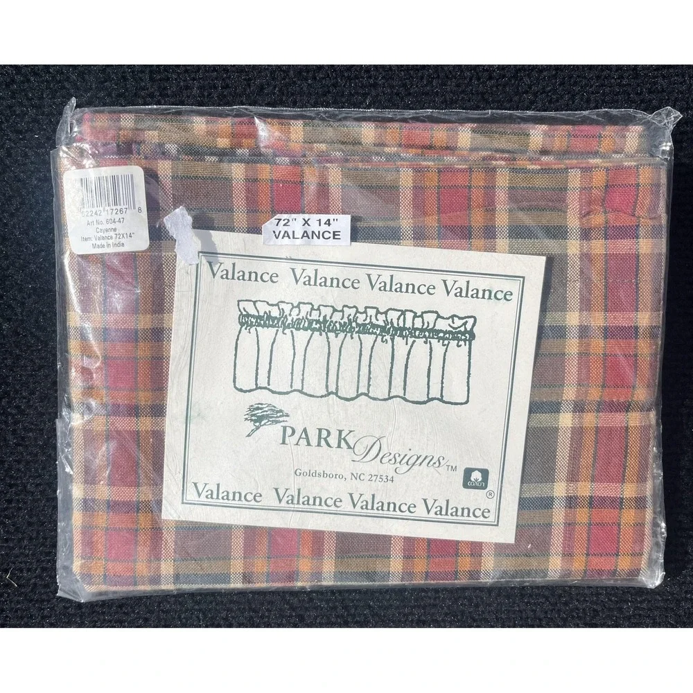 Park Designs Plaid Table Runner 13x54 & Valance 72x14 Set New in Package Country